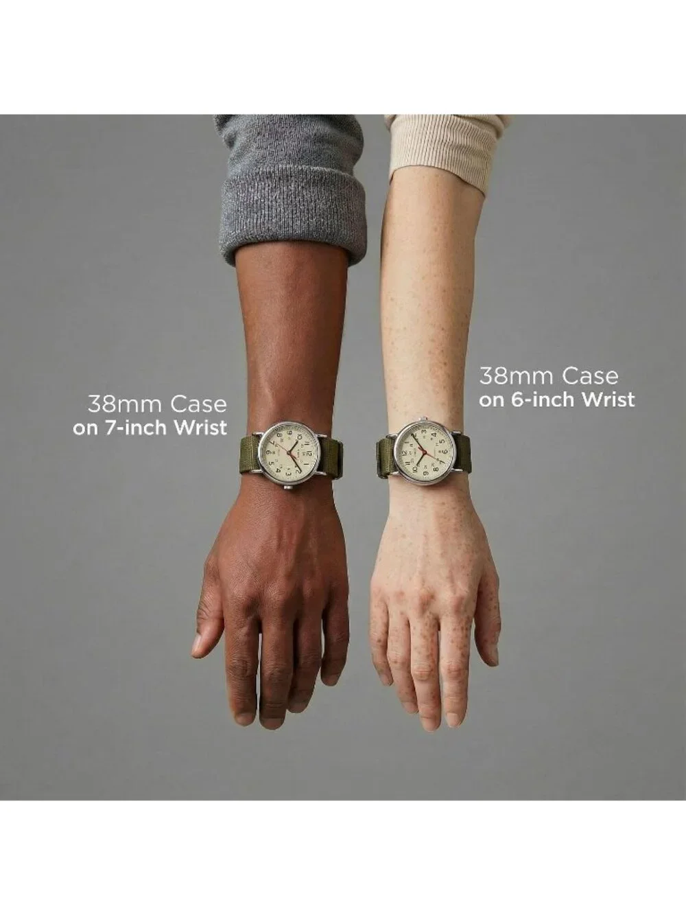 Unisex Green/Cream Adjustable Durable Nylon Fabric Slip Through Strap Watch